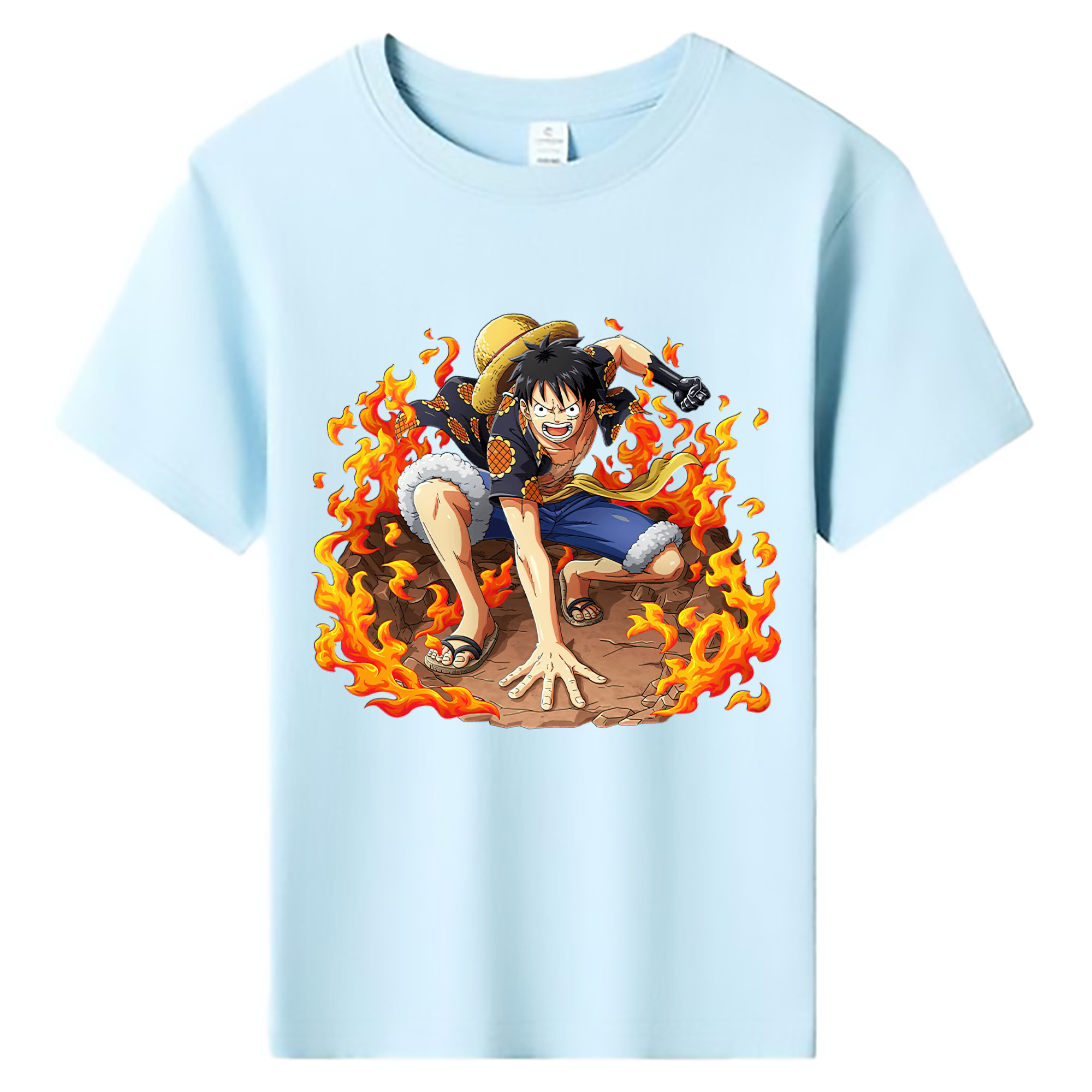 ワンピース モンキー・D・ルフィ ONE PIECE Monkey D. Luffy 綿100％キッズTシャツ（フロントプリント）